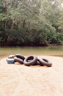 Tubes waiting on bank